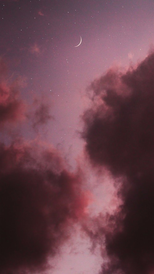月の壁紙 空 雲 雰囲気 ピンク 赤 昼間 月 天体 Wallpaperkiss