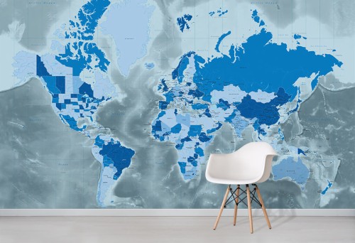 世界地図の壁紙 青い 世界 地図 雲 空 設計 壁紙 アート パターン 壁画 Wallpaperkiss