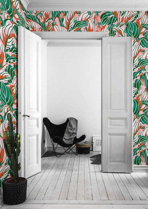 トレンディな壁紙 ルーム 緑 壁紙 床 インテリア デザイン 壁 家具 カーテン フローリング タイル Wallpaperkiss