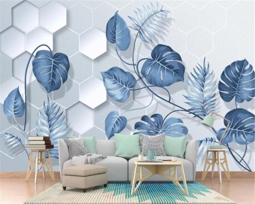 3d壁紙無料 青い 葉 ターコイズ 壁紙 フェザー リビングルーム 設計 ルーム 工場 パターン Wallpaperkiss
