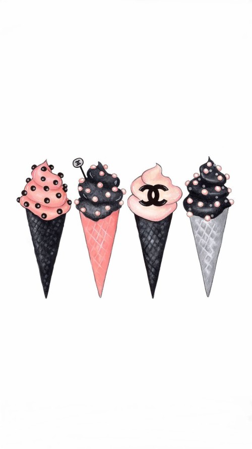 シャネルの壁紙 イヤリング アイスクリームコーン アイスクリーム ピンク ソフトクリーム デザート 食物 ケーキ飾る供給 Wallpaperkiss