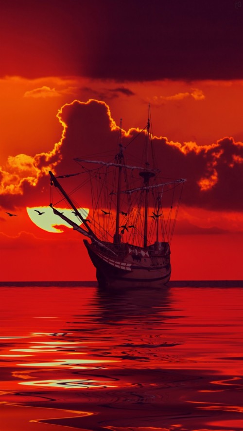 ボートの壁紙 残照 日没 朝の赤い空 空 車両 ボート 穏やかな 日の出 船 102 Wallpaperkiss