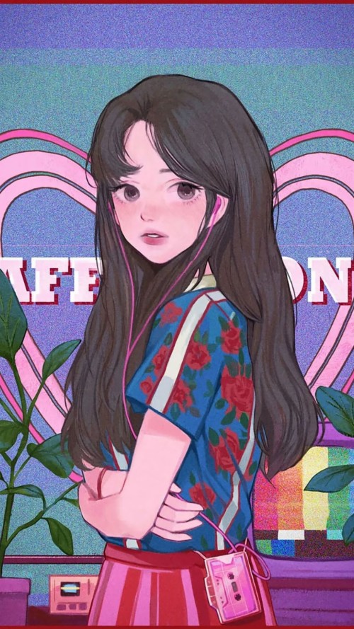 かわいい女の子の壁紙 ヘア 漫画 ピンク アニメ 姫カット 黒髪 茶髪 図 工場 Wallpaperkiss