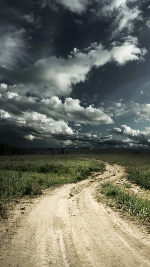 7x1280のhdの壁紙 空 雲 自然 自然の風景 道路 未舗装の道路 アスファルト 木 Wallpaperkiss