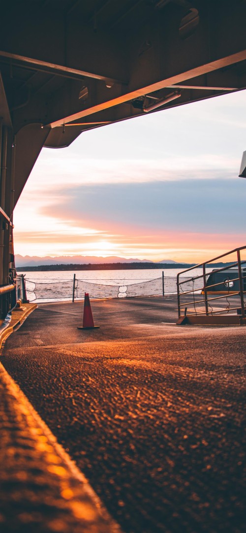 シアトルの壁紙 空 地平線 日没 朝 日の出 橋脚 イブニング 日光 海 風景 Wallpaperkiss