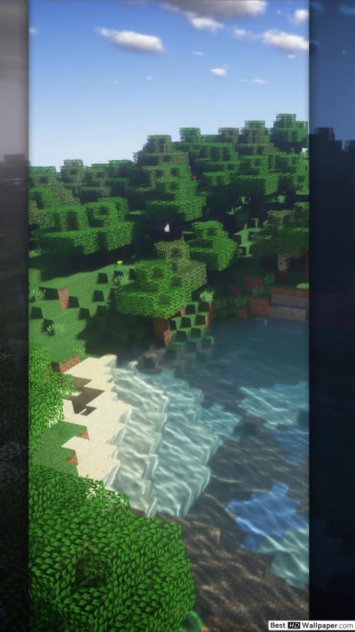 Minecraft壁紙hd 自然 自然の風景 緑 水 空 木 水路 風景 Wallpaperkiss