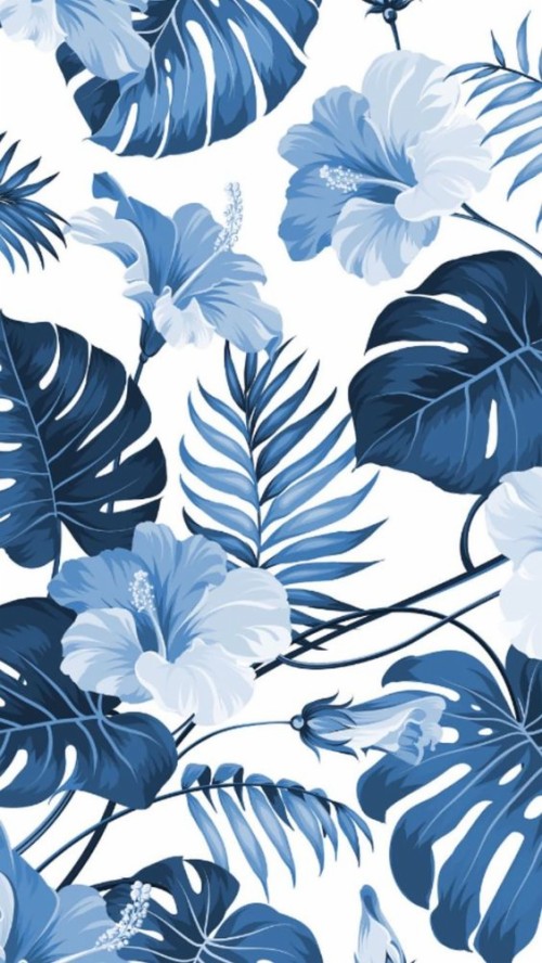 モバイル用の美しい壁紙 ハワイアンハイビスカス 青い パターン 葉 工場 花 設計 ハイビスカス 花弁 Wallpaperkiss