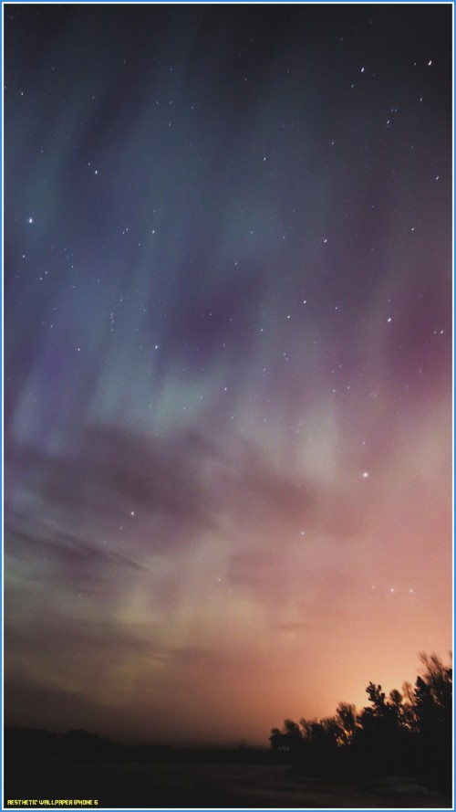 Iphone 6 Plus壁紙フルhd 空 雲 オーロラ 雰囲気 地平線 夜 紫の 残照 木 Wallpaperkiss