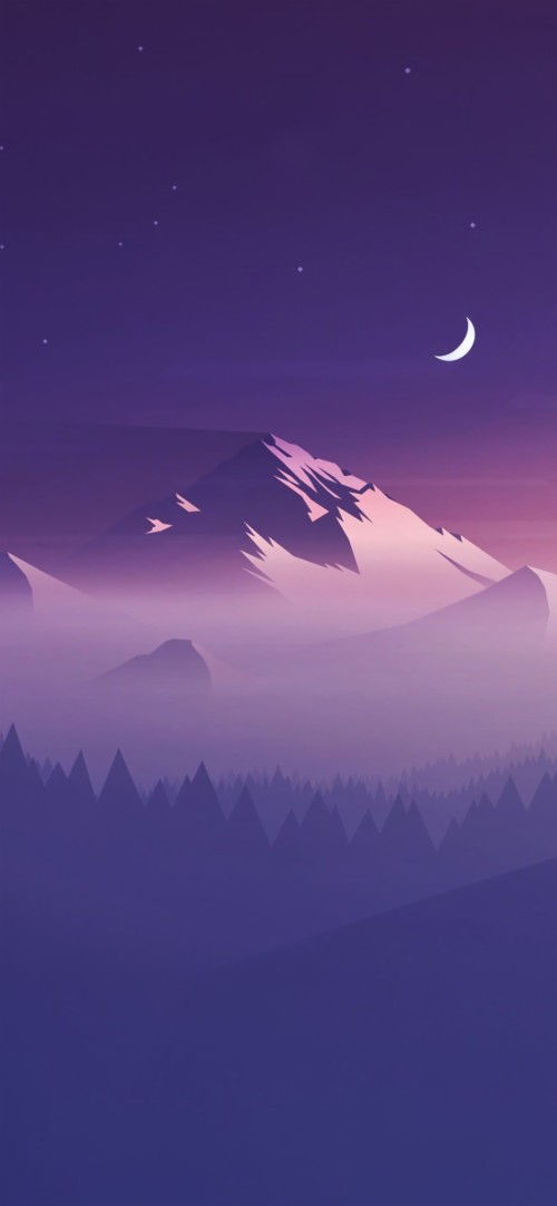 Iphoneホーム画面の壁紙 空 雰囲気 紫の バイオレット 光 三日月 山脈 夜 月 Wallpaperkiss
