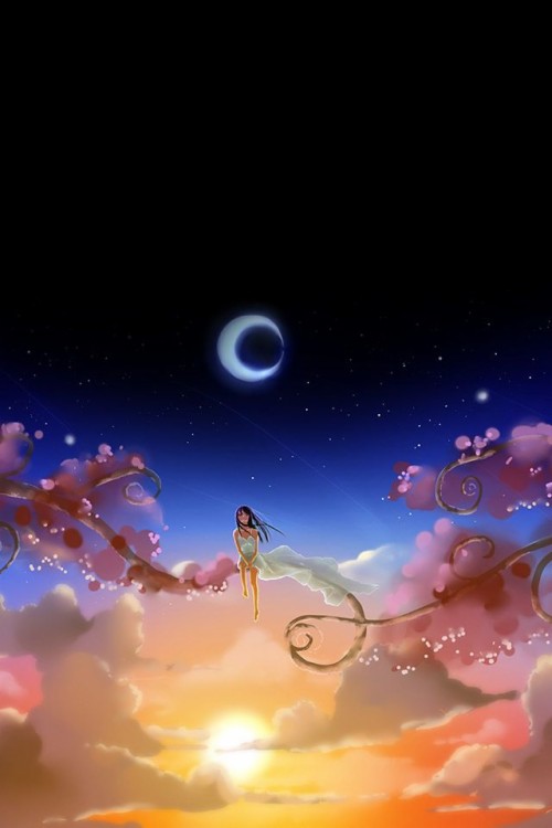 かわいいアニメ壁紙 空 雰囲気 天体 スペース 図 雲 アニメ 夜 穏やかな 宇宙 Wallpaperkiss