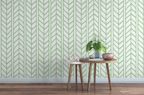 緑と白の壁紙 緑 壁 カーテン 壁紙 インテリア デザイン ウィンドウ処理 ルーム 床 葉 パターン Wallpaperkiss