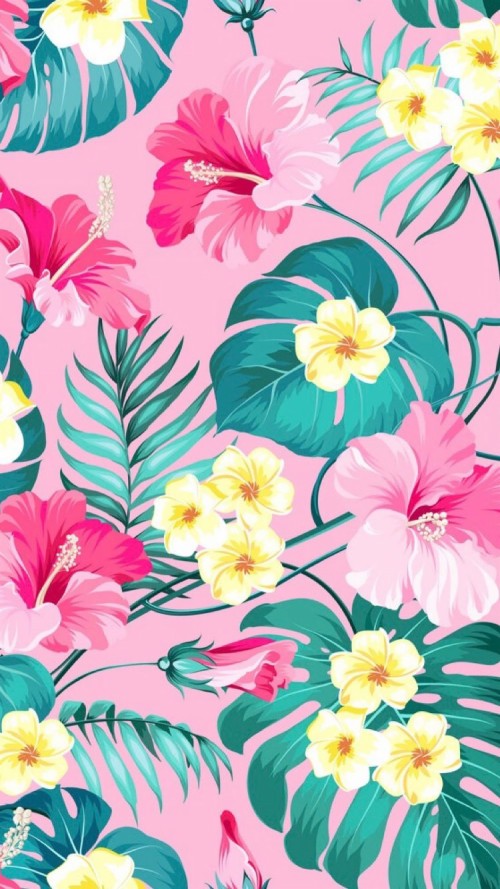 壁紙デフローレス ハワイアンハイビスカス 花 パターン ピンク ハイビスカス 工場 花柄 設計 繊維 花弁 Wallpaperkiss