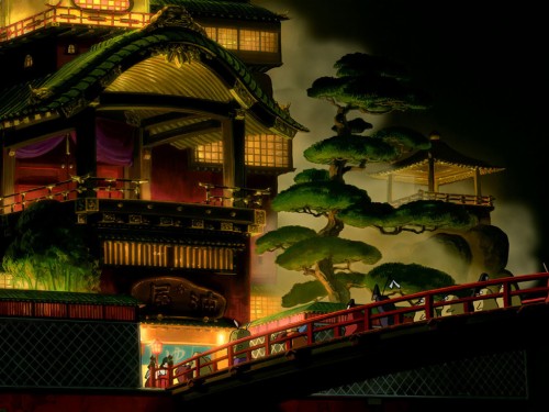 千と千尋の神隠し壁紙 建築 夜 点灯 中国の建築 建物 空 家 ファサード 日本の建築 家 Wallpaperkiss