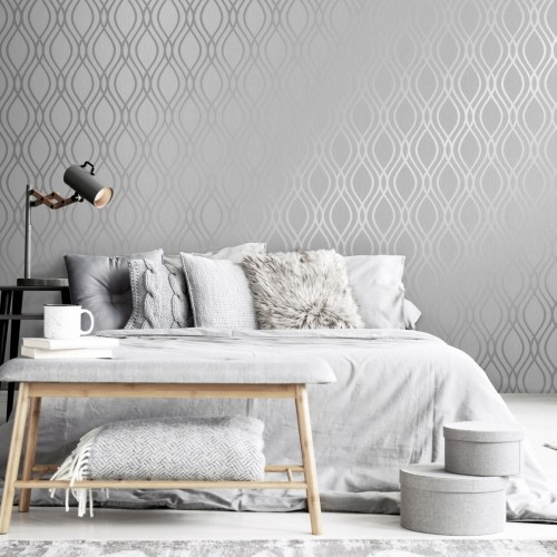 灰色の壁紙の寝室 壁 家具 ルーム 壁紙 インテリア デザイン 床 グレー スタジオソファ テーブル 設計 Wallpaperkiss