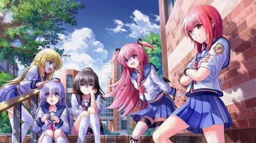 Angel Beats Wallpaper Anime Cartoon Cg Artwork Long Hair Hime Cut Brown Hair Games Wallpaperkiss