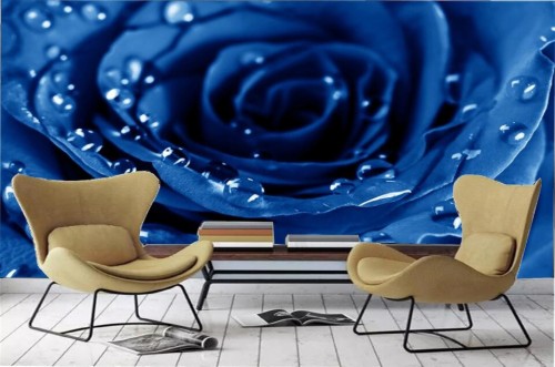 青い花の壁紙 青い コバルトブルー ローズ バラ科 壁 家具 壁紙 花 椅子 工場 Wallpaperkiss