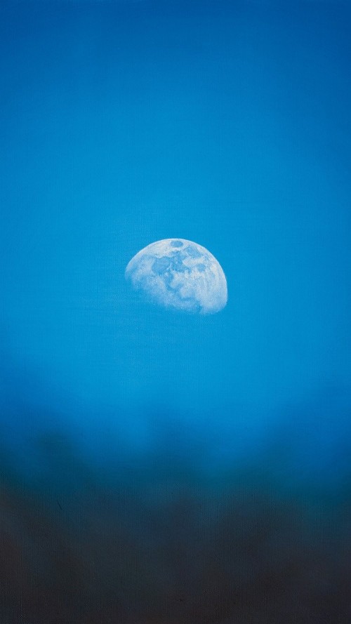 月壁紙iphone 青い 空 雰囲気 昼間 月 穏やかな 地平線 海 Wallpaperkiss