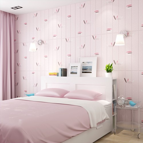 壁紙kamar Anak 寝室 ベッド 壁 ルーム 家具 ピンク 壁紙 インテリア デザイン ベッドシーツ ベッドのフレーム Wallpaperkiss