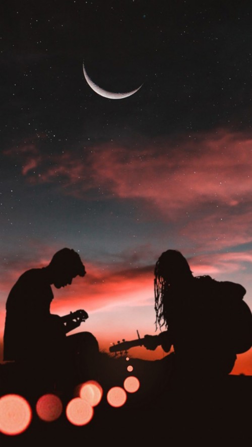 ロマンチックなカップルの壁紙 空 雰囲気 スペース 月 図 天文学 天体 写真撮影 アニメーション Wallpaperkiss