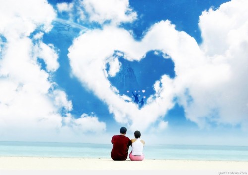 最高のカップルの壁紙 空 ロマンス 愛 心臓 雲 バレンタイン デー 楽しい 穏やかな 積雲 Wallpaperkiss