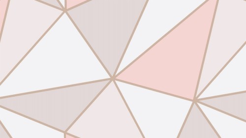 ローズゴールドの大理石の壁紙 ライン 天井 三角形 パターン 対称 ベージュ 桃 三角形 Wallpaperkiss