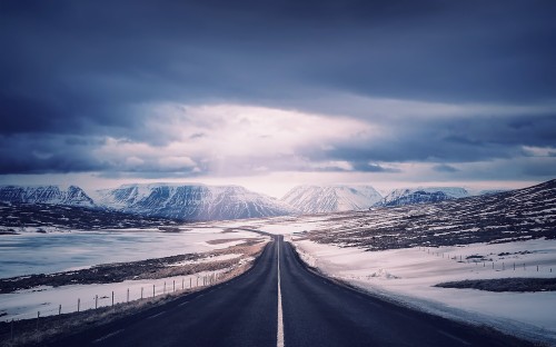 雪山の壁紙 空 雲 山 道路 雪 自然の風景 地平線 冬 Wallpaperkiss