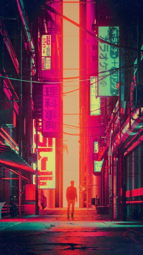日本のiphone壁紙 赤 光 ピンク 建築 点灯 ネオン 通り 夜 Wallpaperkiss