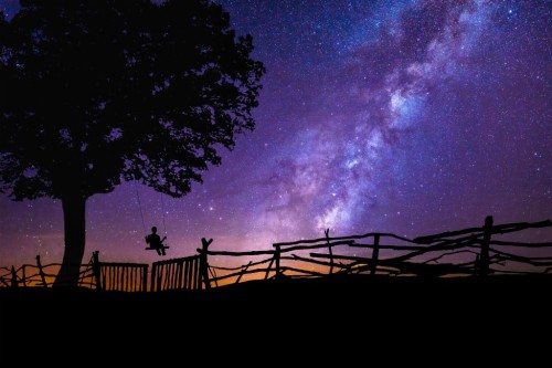 銀河の壁紙4k 空 自然 夜 雲 紫の 木 雰囲気 オーロラ 地平線 Wallpaperkiss