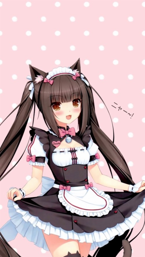 Nekopara Wallpaper Cartoon Anime Hime Cut Long Hair Black Hair Illustration Cg Artwork Ear Brown Hair Wallpaperkiss