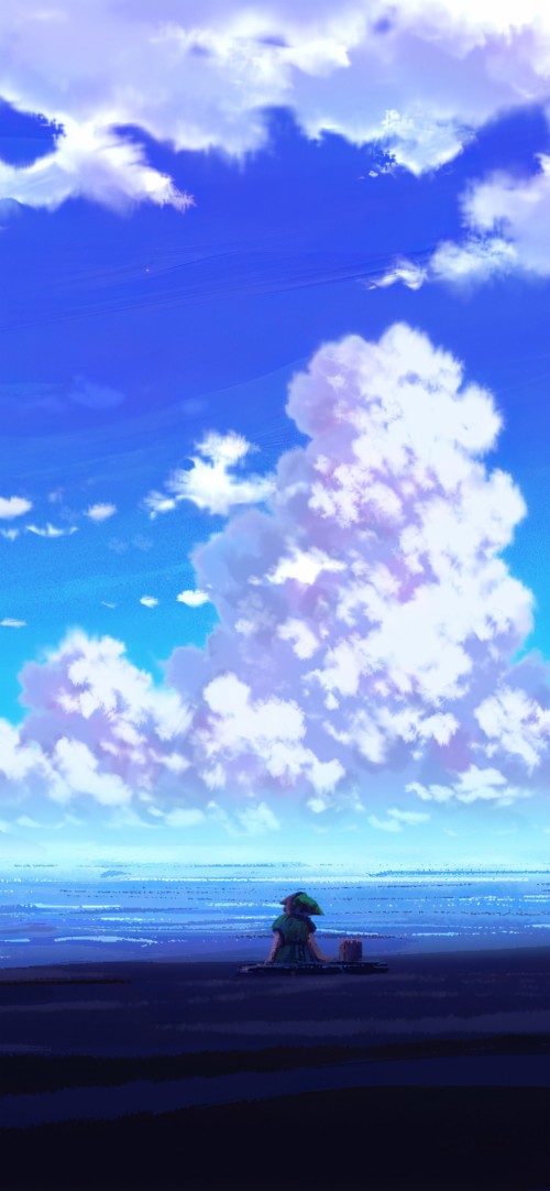 アニメ風景壁紙 空 雲 自然 昼間 自然の風景 積雲 穏やかな 地平線 雰囲気 木 Wallpaperkiss