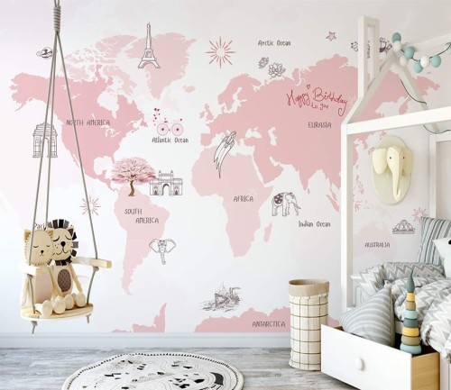 女の子のためのピンクの壁紙 壁紙 ルーム 壁 ウォールステッカー インテリア デザイン 図 インテリア デザイン スタイル Wallpaperkiss