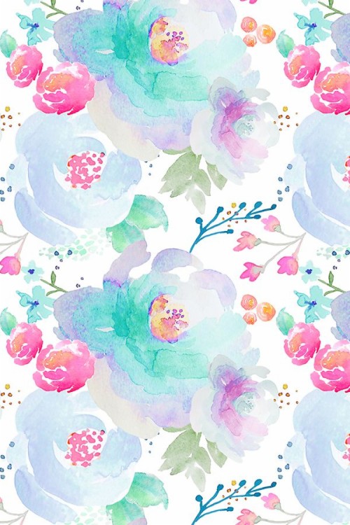水彩画の花の壁紙 パターン ピンク 設計 水彩絵の具 花柄 図 ライン 心臓 花 花弁 Wallpaperkiss