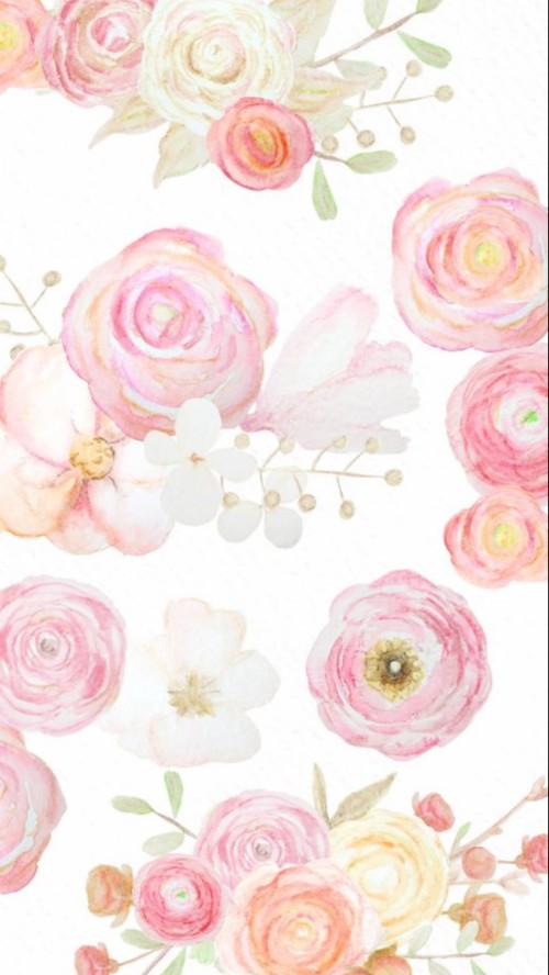 水彩画の花の壁紙 ピンク ローズ 庭のバラ パターン 花 花柄 花弁 工場 設計 Wallpaperkiss
