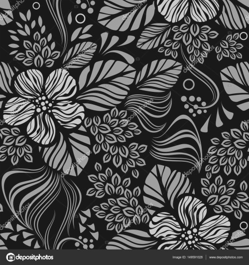 黒と白の花の壁紙 パターン 花柄 黒と白 モノクローム 設計 葉 工場 モノクロ写真 壁紙 Wallpaperkiss