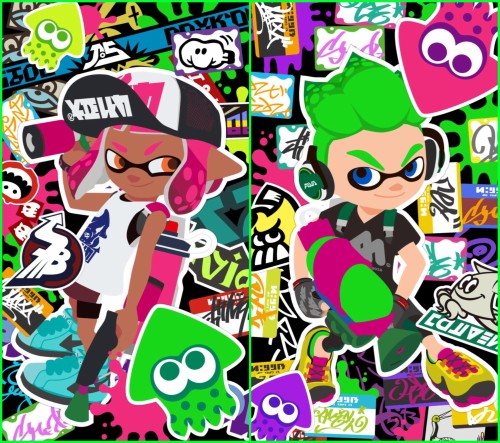 スプラトゥーンの壁紙 漫画 グラフィックデザイン フォント 設計 アート ステッカー 図 コラージュ パターン 架空の人物 Wallpaperkiss