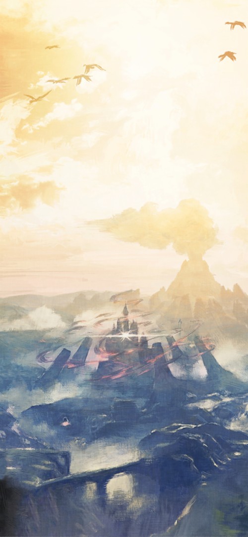 ゼルダのブレスオブザワイルド壁紙 空 水彩絵の具 雲 雰囲気 図 風景 ペインティング 地平線 アート Wallpaperkiss