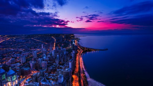 日没の壁紙のhd 空 自然 自然の風景 地平線 海 夕暮れ 市 海洋 海岸 Wallpaperkiss