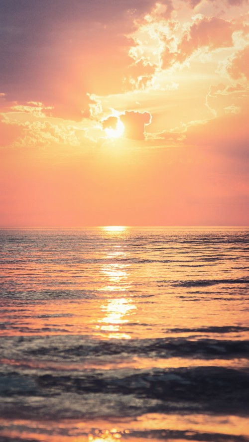 夕日のiphoneの壁紙 空 地平線 海 残照 日の出 日没 海洋 太陽 朝の赤い空 水 Wallpaperkiss