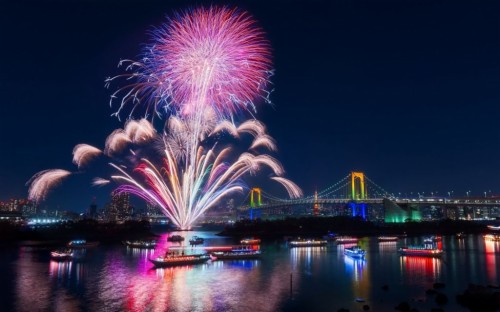 新年ライブ壁紙 花火 反射 元旦 夜 真夜中 出来事 点灯 空 休日 Wallpaperkiss