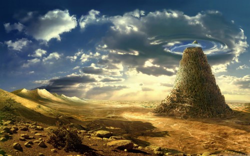 ファンタジーデスクトップ壁紙 空 自然の風景 自然 雲 風景 木 山 岩 砂漠 Wallpaperkiss