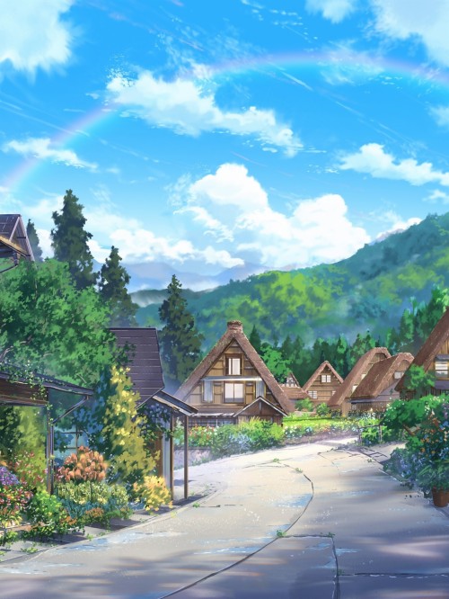 Ipad壁紙自然 自然の風景 自然 空 水彩絵の具 道路 風景 山 農村地域 木 Wallpaperkiss