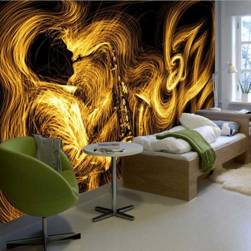 ゴールドの壁紙デザイン インテリア デザイン 家具 ルーム 壁 壁紙 リビングルーム 壁画 木 設計 テーブル Wallpaperkiss