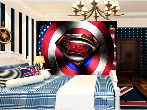 スーパーマンの壁紙 ルーム インテリア デザイン 壁 寝室 家具 壁画 設計 架空の人物 壁紙 繊維 Wallpaperkiss