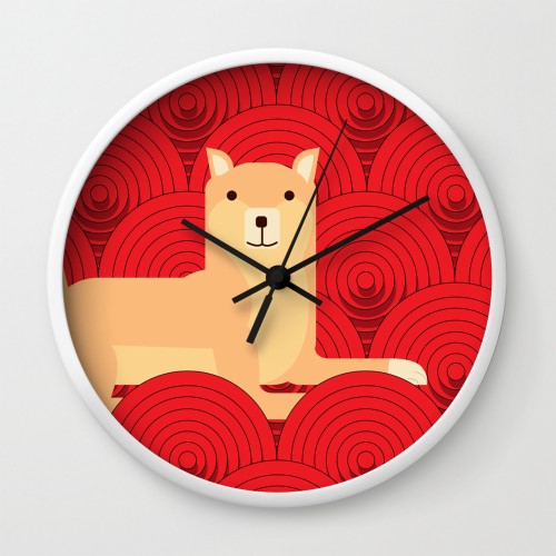 かわいい日本の壁紙 赤 漫画 狐 時計 図 心臓 サークル 壁時計 Wallpaperkiss