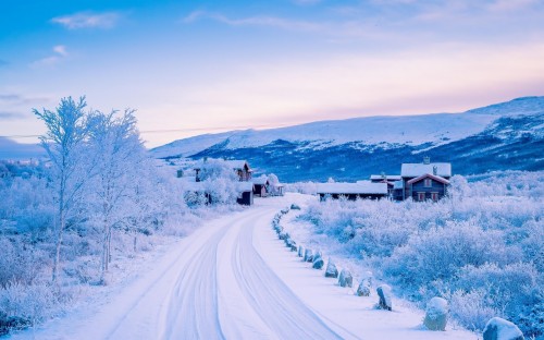 Windows 10用のhdデスクトップの壁紙 雪 冬 自然 空 凍結 自然の風景 道路 山 霜 木 Wallpaperkiss
