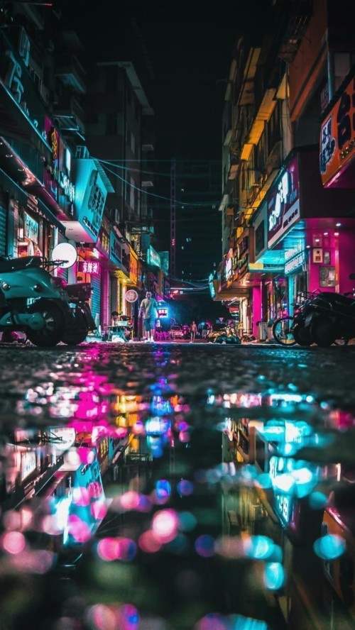 香港のiphoneの壁紙 紫の 夜 光 市街地 ネオン 市 首都圏 建物 Wallpaperkiss