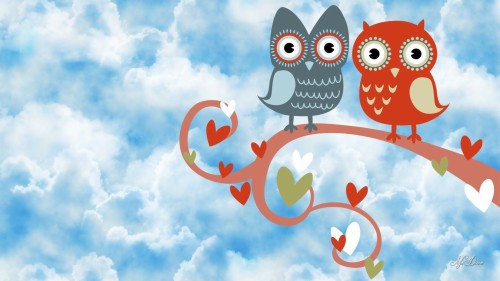 デスクトップ用の無料のバレンタイン壁紙 フクロウ 空 アニメ 漫画 雲 鳥 アニメーション 愛 図 Wallpaperkiss