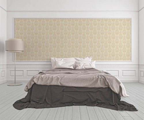 クリーム色の寝室の壁紙 家具 寝室 ベッド ベッドのフレーム ルーム ベッドシーツ 羽毛掛け布団カバー 壁 インテリア デザイン Wallpaperkiss