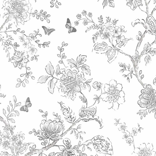 灰色の蝶の壁紙 白い パターン 線画 葉 花柄 設計 工場 ライン Wallpaperkiss