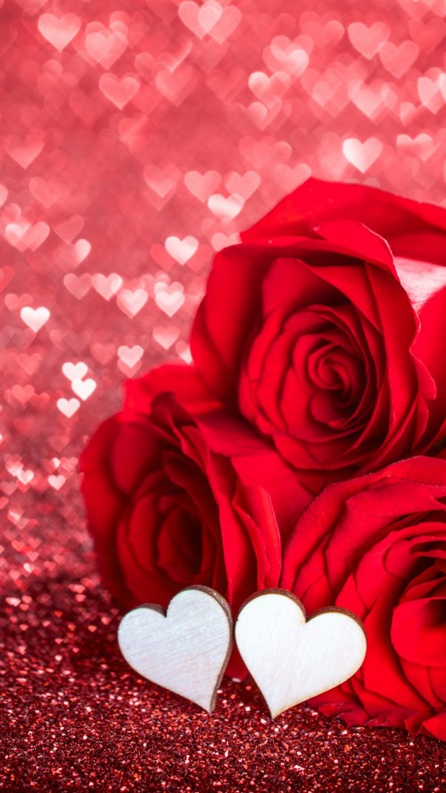 バラとハートの壁紙 赤 庭のバラ バレンタイン デー 愛 心臓 ロマンス ローズ 花弁 ピンク 花 Wallpaperkiss